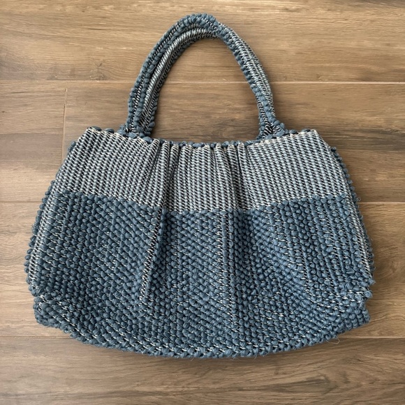 Antonello Tedde Blue Capriccioli Medium Handwoven Tote Bag - Picture 2 of 6
